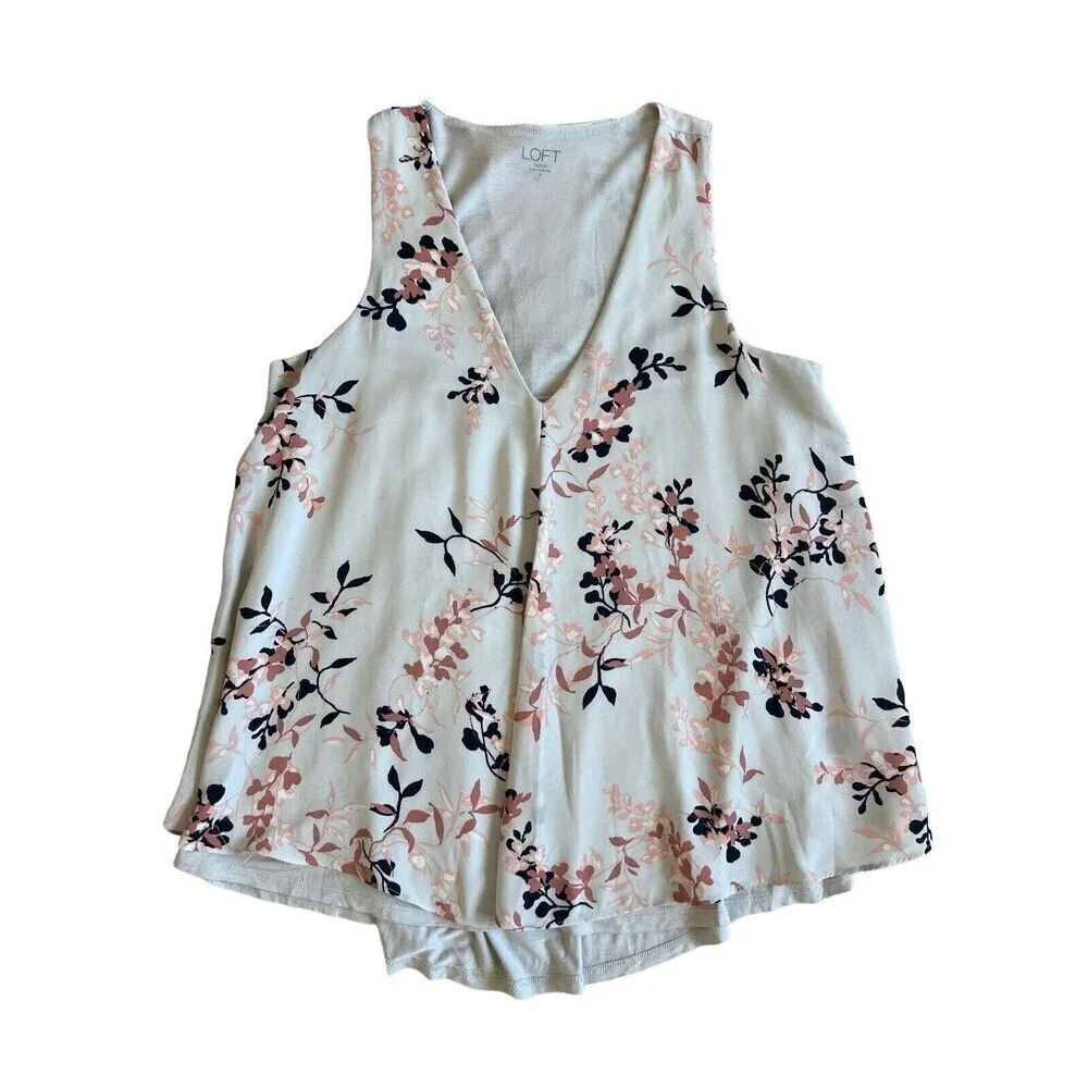 Loft Flowy Chiffon Tank Top Floral Size Small